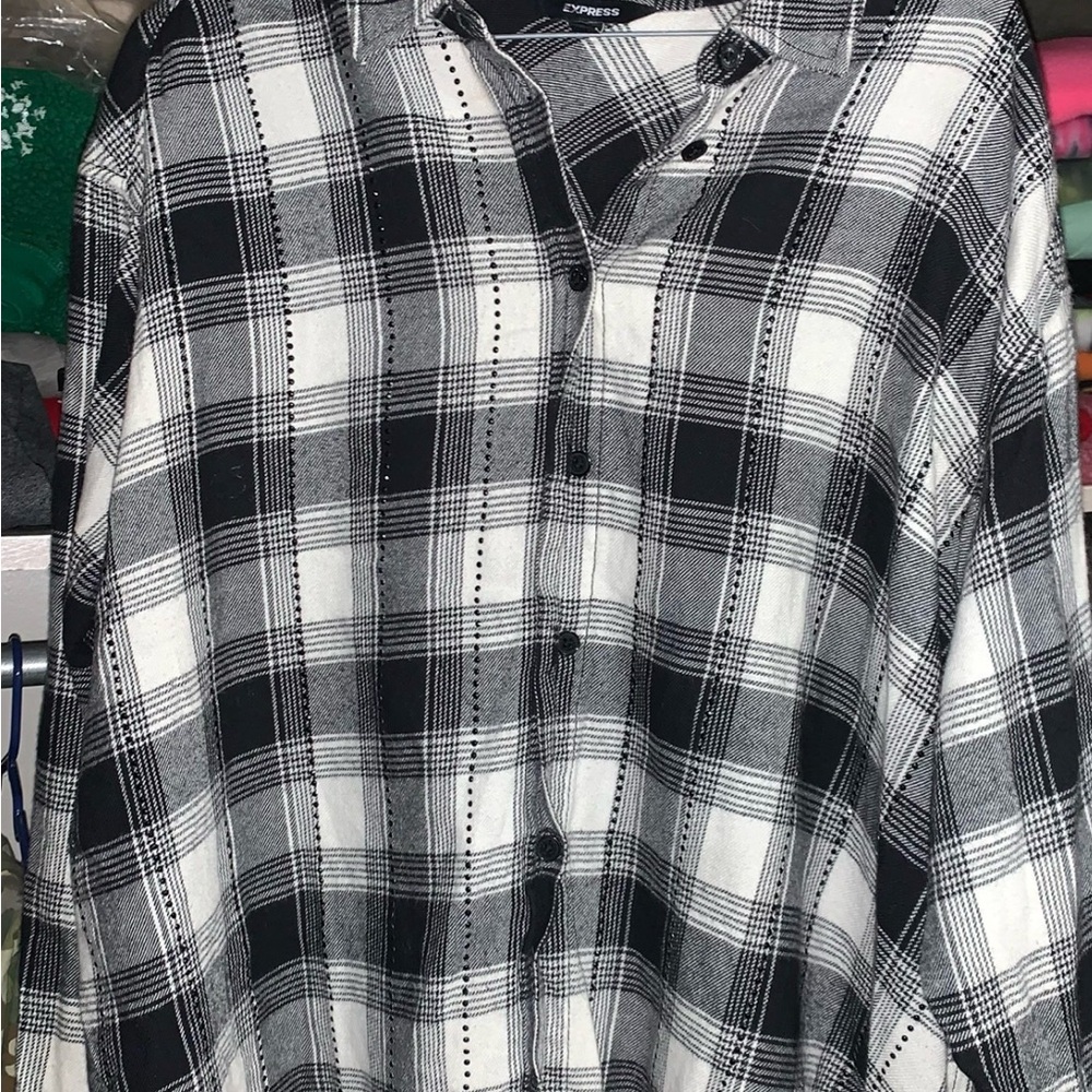 Express Black and White Plaid Women’s Shirt XL